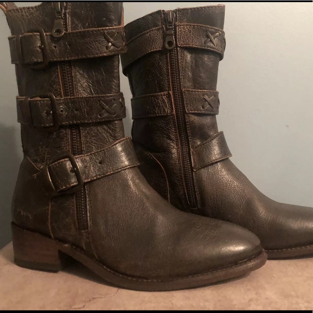 🌞 Bed Stu Blanchett NWT distressed leather boots buckles & zips mid-calf women 7